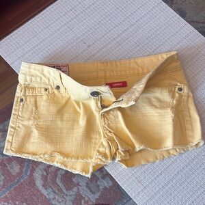 1st Kiss Yellow Jean Shorts Distressed Cut-Off